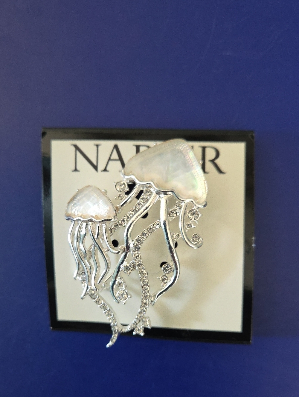 Napier Silver-Tone Iridescent Jellyfish Brooch - White and Silver